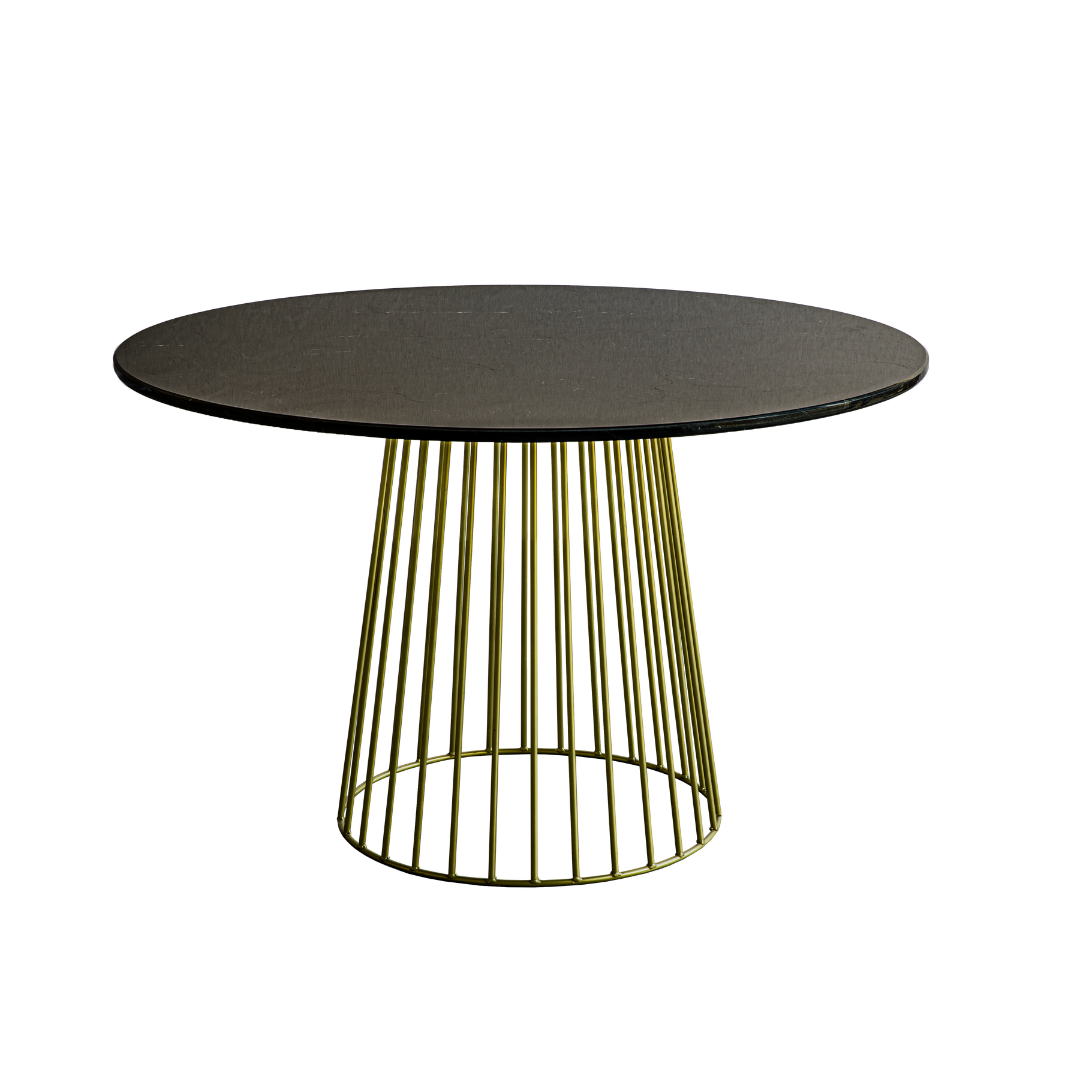 Mesa Redonda de Cerámica con Base de Rejilla